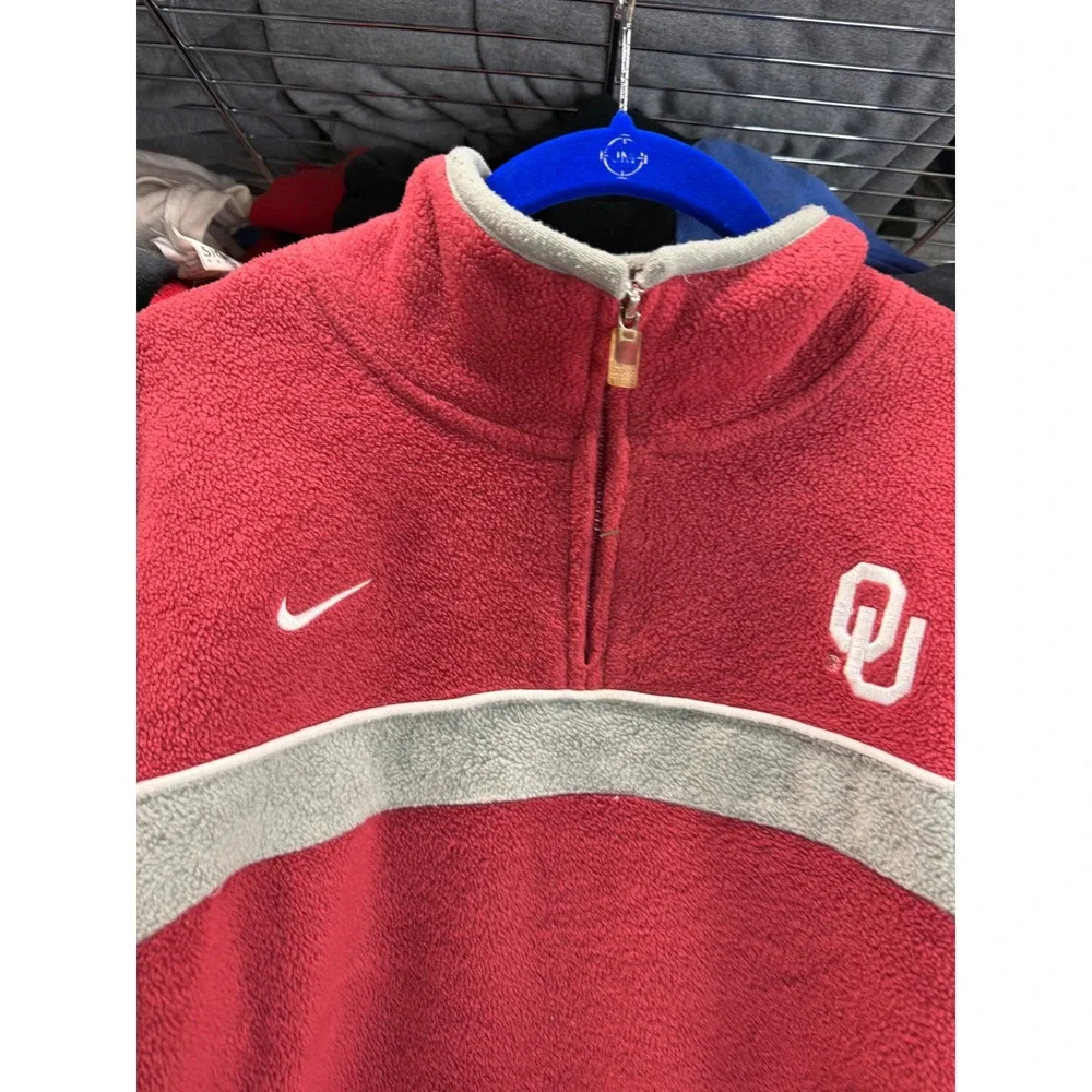Nike Oklahoma Sooners Kids Large Fleece Quarter Zip Pullover Red OU 16/18